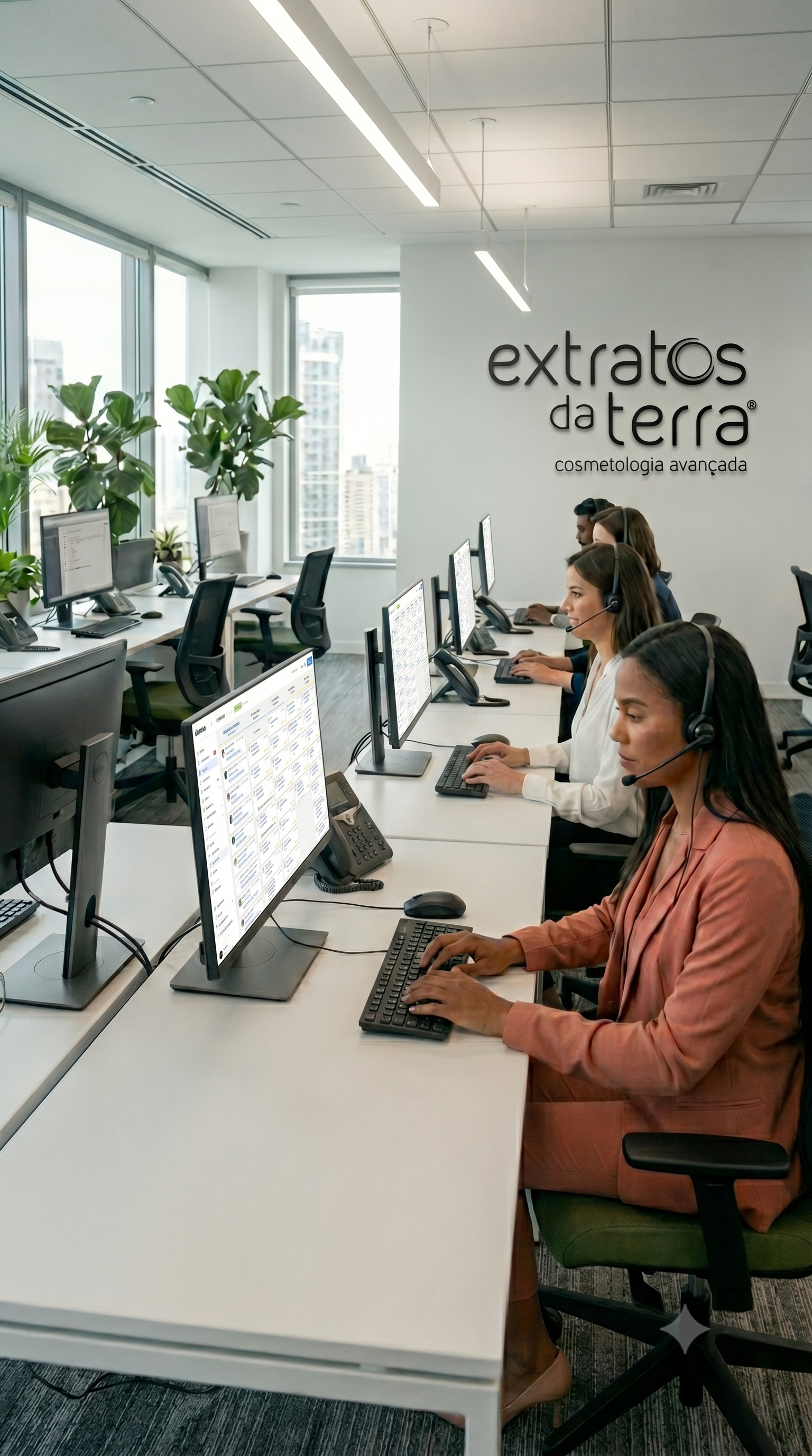 Equipe de televendas Extratos da Terra